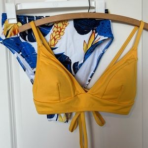 Brand New Yellow and Blue Bikini in Size Large